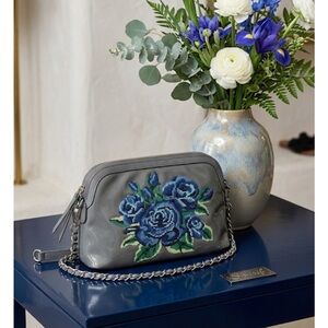 Gray Floral Crossbody Bag by sharif